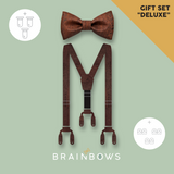 GIFT SET "Deluxe": bow tie + braces + clip buttons - "brown"
