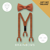 GIFT SET "Deluxe": bow tie + braces + clip buttons - "cognac"