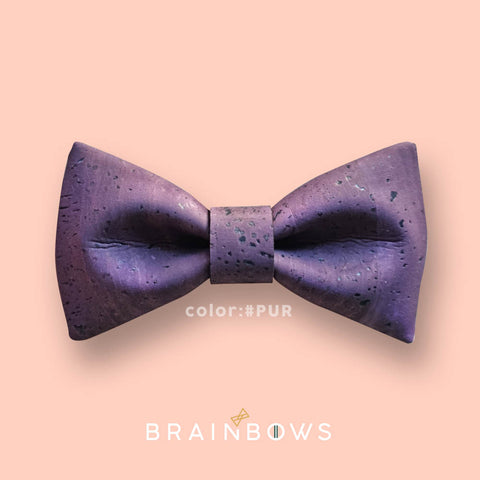 purple bow tie made from cork fabric
