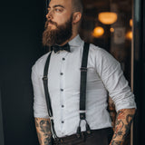 gift set black suspenders, bow tie and buttons