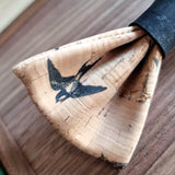 natural cork bow tie with black swallow print
