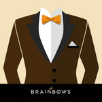 yellow bow tie with a brown suit