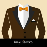 yellow bow tie with a brown suit