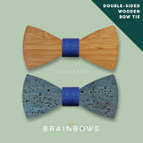 bamboo wooden bow tie with blue core