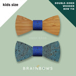 kids wooden bow tie bamboo with blue core