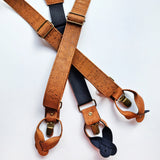 handmade cork fabric braces cognac