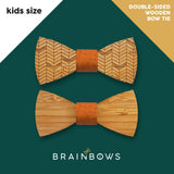bamboo wooden bow tie with chevron pattern