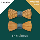 bamboo wooden bow tie with chevron pattern