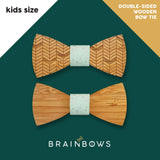 bamboo wooden bow tie with chevron pattern