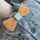 bamboo wooden bow tie with chevron pattern