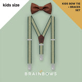 Set bow tie + braces - "Go green" + "Willy Wonka" - kids size