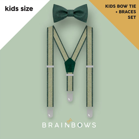 Set bow tie + braces - "Go green" + "Mini Green velvet" - kids size