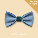 jeans bow tie with dark green cork core