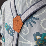 handmade braces made from recycled jeans and cork fabric
