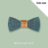 bamboo wooden bow tie with blue cork fabric kids