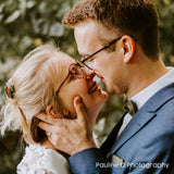 married couple groom with cork bow tie