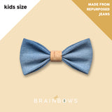 kids upcycled jeans bow tie with cork core