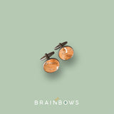 stainless steel cufflinks with natural cork and silver accents