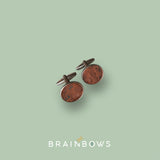 stainless steel cufflinks with brown cork