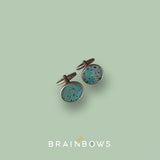 stainless steel cufflinks with denim blue cork