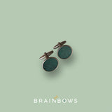 stainless steel cufflinks with dark green cork
