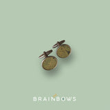 stainless steel cufflinks with khaki green cork