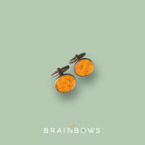 stainless steel cufflinks with yellow cork