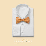 natural cork bow tie on a white dress shirt