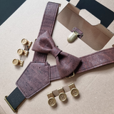 gift set bow tie and suspenders and clip buttons