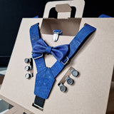 GIFT SET "Deluxe": bow tie + braces + clip buttons - "cognac"