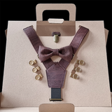 GIFT SET "Deluxe": bow tie + braces + clip buttons - "cognac"
