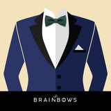 royal blue suit and dark green bow tie