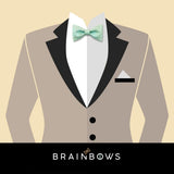 beige tuxedo with mint bow tie