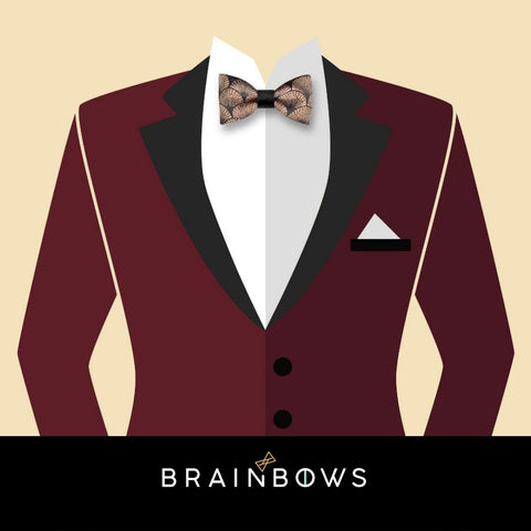 burgundy tuxedo with art deco 20s bow tie