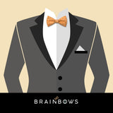 grey tux and cork bow tie