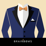 blue tux or suit with natural cork bow tie