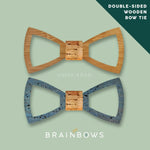 open wooden bow tie in bamboo and cork fabric