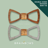 wooden bow tie open walnut and cork fabric