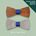 walnut wooden bow tie with blue core