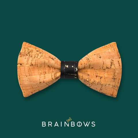 cork bow tie with black and gold core