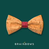 bamboo cork bow tie with dark red core