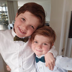 kids cork bow tie teal and khaki green