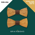bamboo wooden bow tie with chevron pattern