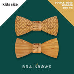 bamboo wooden bow tie with chevron pattern
