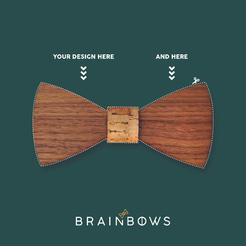custom walnut wooden bow tie