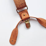 cork fabric braces with clips and loops detail
