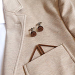 wooden pocket square and cufflinks
