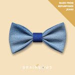 jeans bow tie with blue cork fabric core