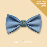jeans bow tie with blue cork centre