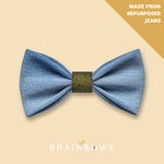 jeans bow tie with olive green cork core
